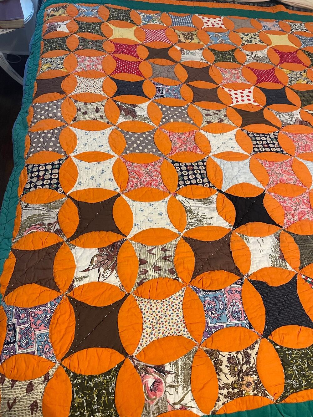 Queen Size Handmade Quilt Bright Colorful